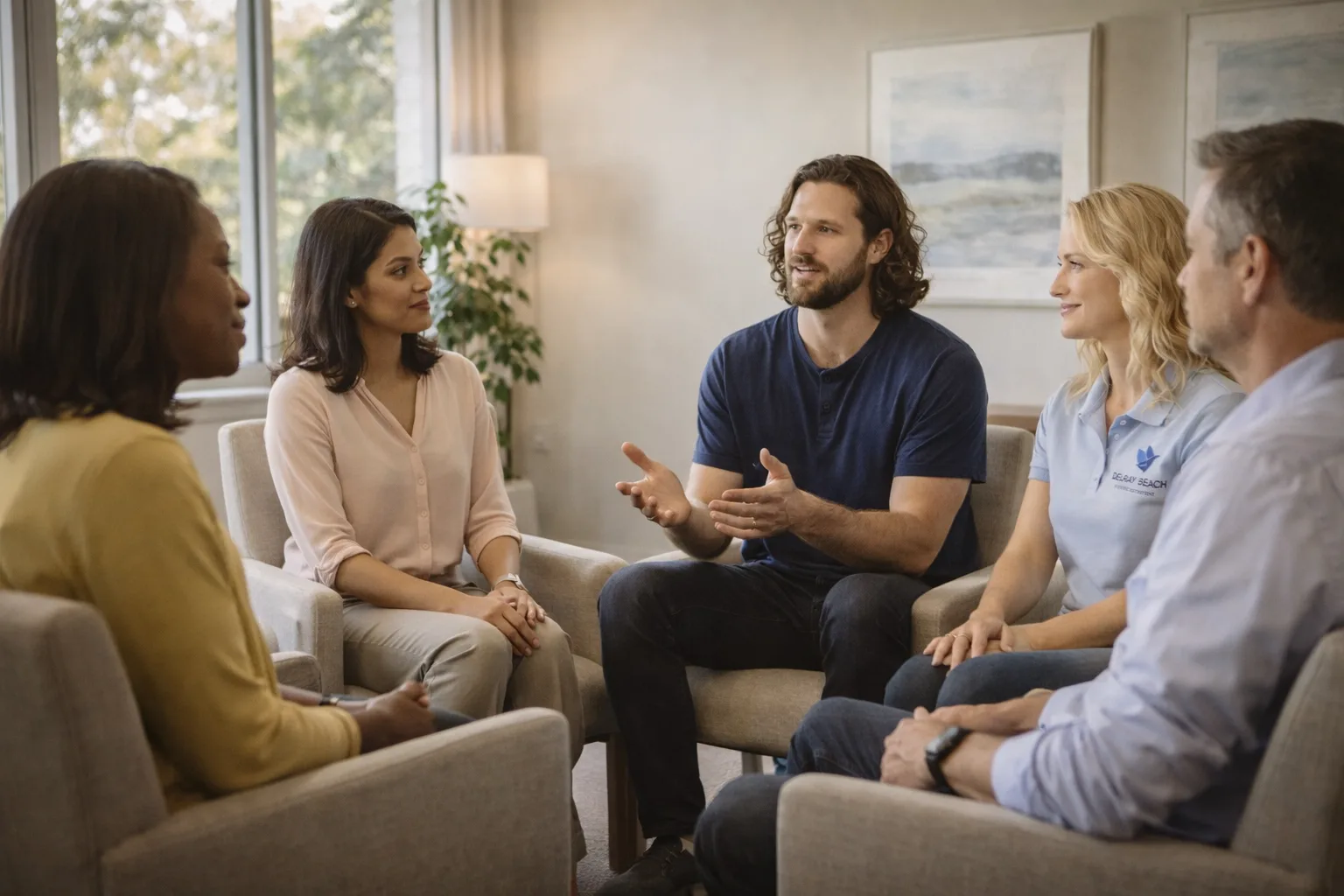 Group therapy session for veterans and first responders