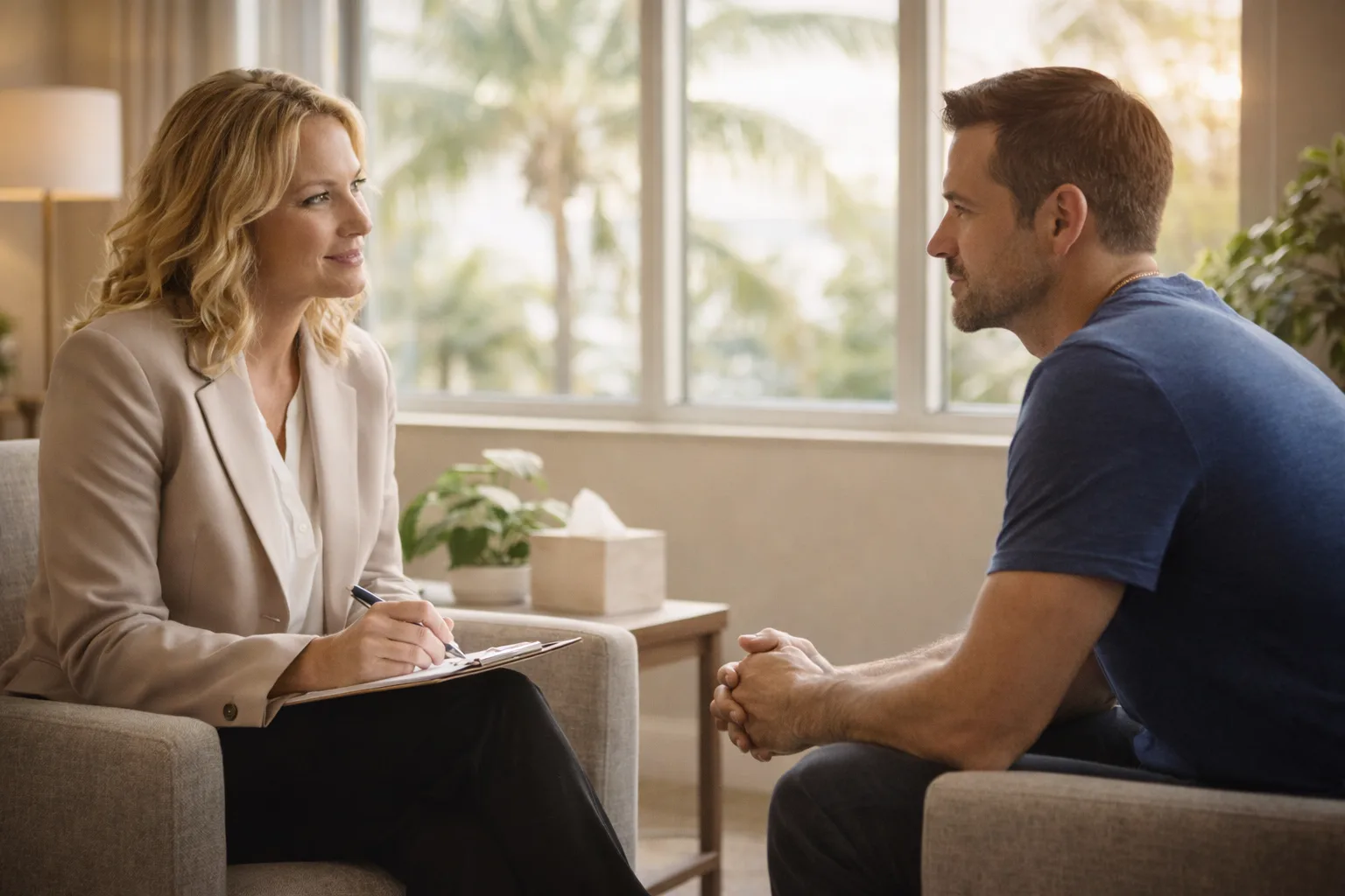 Group therapy session during intensive outpatient program in Delray Beach